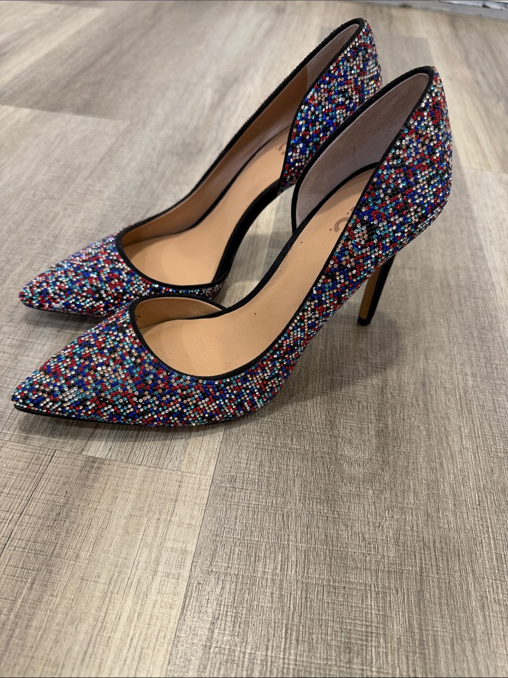 INC International Concepts Multicolor Crystal Pointed Toe Pumps
